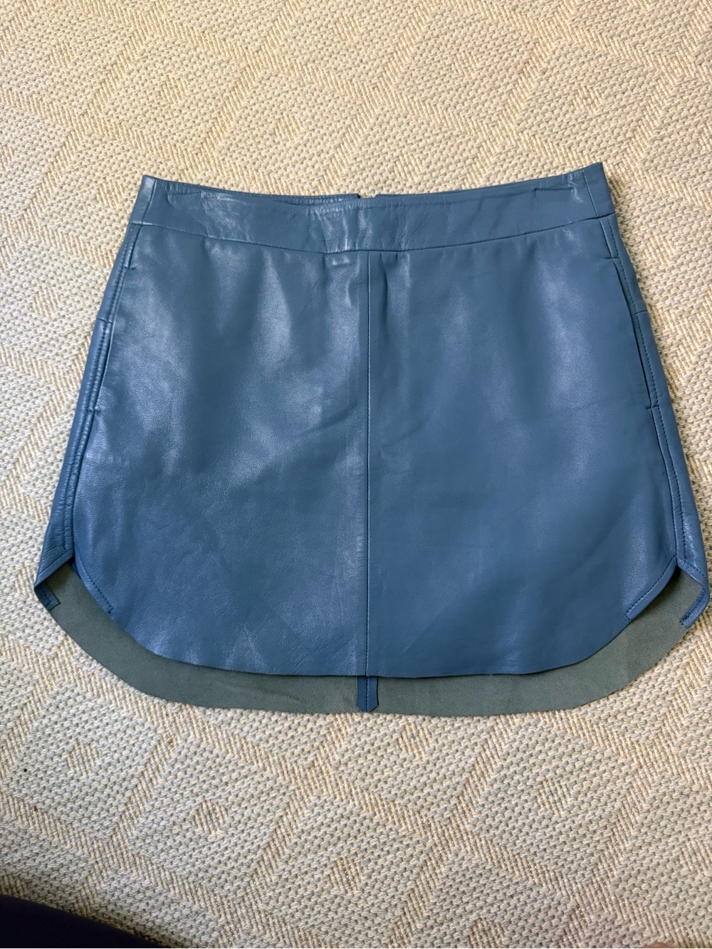 Karina Grimaldi Teal Leather Mini Skirt